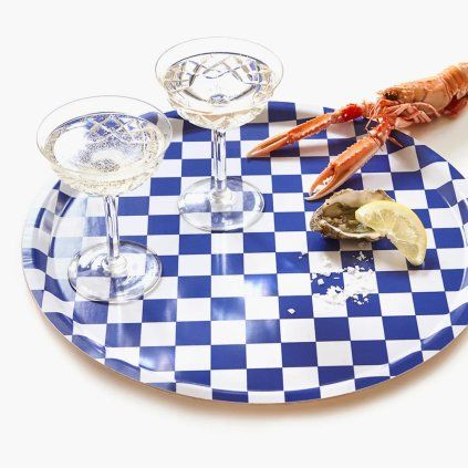 CHECKER servírovací podnos Ø38cm / Sea Salt
