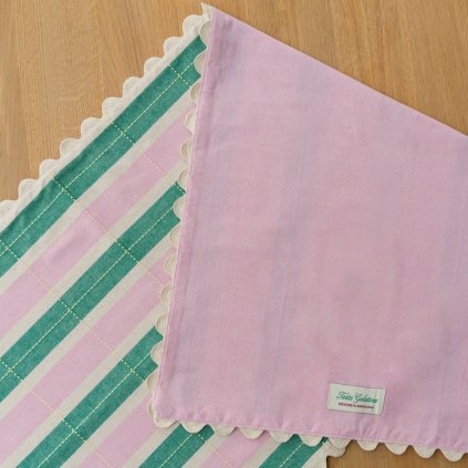 BISCUIT bavlněný běhoun na stůl / Green Pink