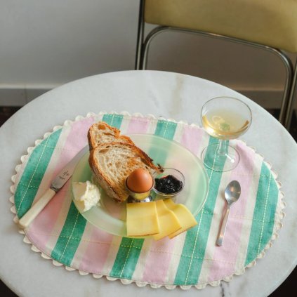 BISCUIT set 2 ks bavlněného prostírání / Green Pink