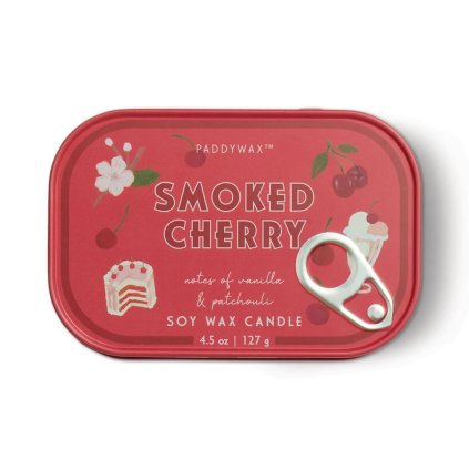 paddywax bistro cherry printed tin candle smoked cherry