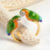 33615 2 green parrot face to face prsten