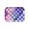 rectangular serving tray 27x20cm checker multicolor