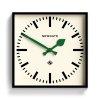 newgate number five railway wall clock in black with green hands numfiv390kvg zoom