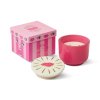 paddywax charmed pink glass candle with lips lid smoked cherry