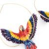 nach bijoux j1048 flying red macaw hoop earrings 2