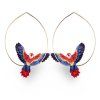 nach bijoux j1048 flying red macaw hoop earrings