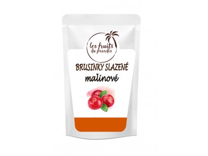 Brusinky slazené (klikva) s malinovou přichutí, 200g