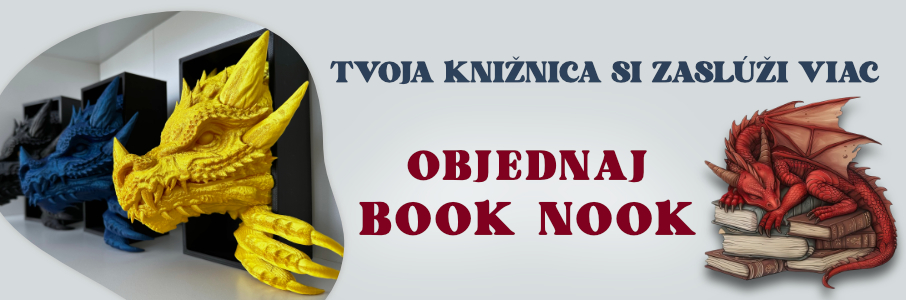 Na ľavej strane, vo vnútri oválneho výrezu, sú zobrazené detaily book nookov (ozdobné vložky do knižníc). Sú to modely hláv a pazúrov drakov, ktoré vyzerajú, akoby vystupovali z čiernych políc alebo otvorov. V popredí je výrazný žltý drak, za ním modrý a 
