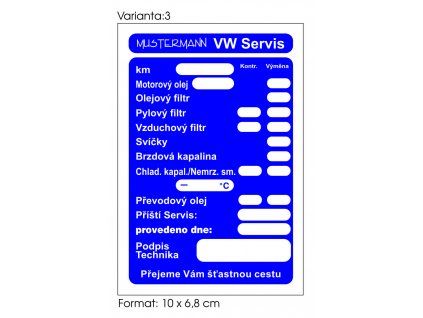 SERVISNÍ SAMOLEPKY NA VÝMĚNU SERVISNÍCH KAPALIN S LOGEM ZÁKAZNÍKA Varianta 3