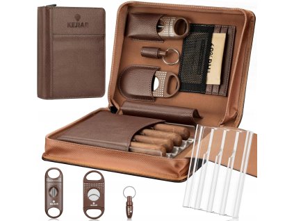 Humidor pouzdro na cestovni doutniky kozeny set darek