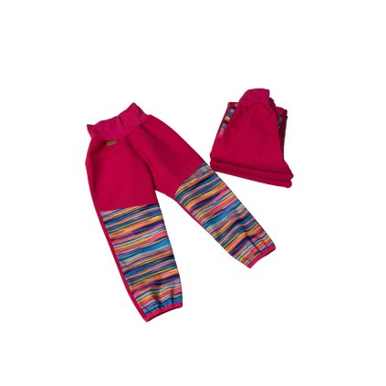 Letní softshellové kalhoty - malinové