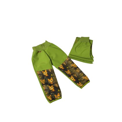 Letní softshellové kalhoty - zelené s tygříky