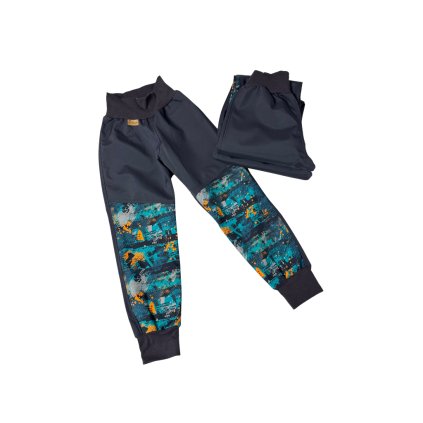 Letní softshellové kalhoty - šedé se vzorem