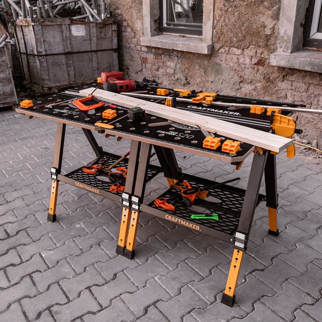 Meet your ultimate 2-in-1 workstation.🛠 💪 Heavy-duty sawhorse — holds up to 450 kg 🛠️ Solid workbench — stable, spacious,...