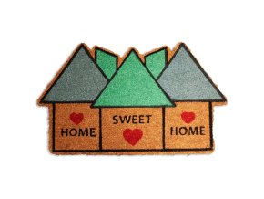 HOME ELEMENTS Rohož z kokosových vláken, Home sweet home, domečky, 40x60 cm