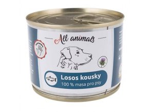 ALL ANIMALS losos kousky, konzerva pro psy, 200g