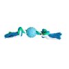 Bavlněný uzel HipHop s gumovým míčem 6 cm, 30 cm / 210 g zelená, modrá, bílá
