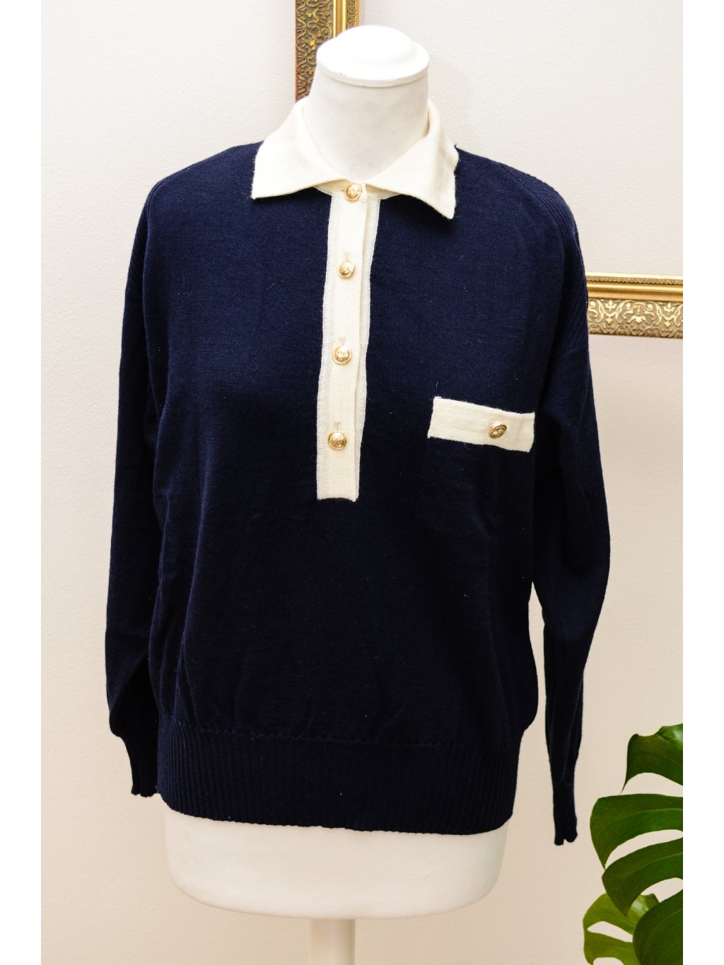 modro bílá vintage svetrová košile