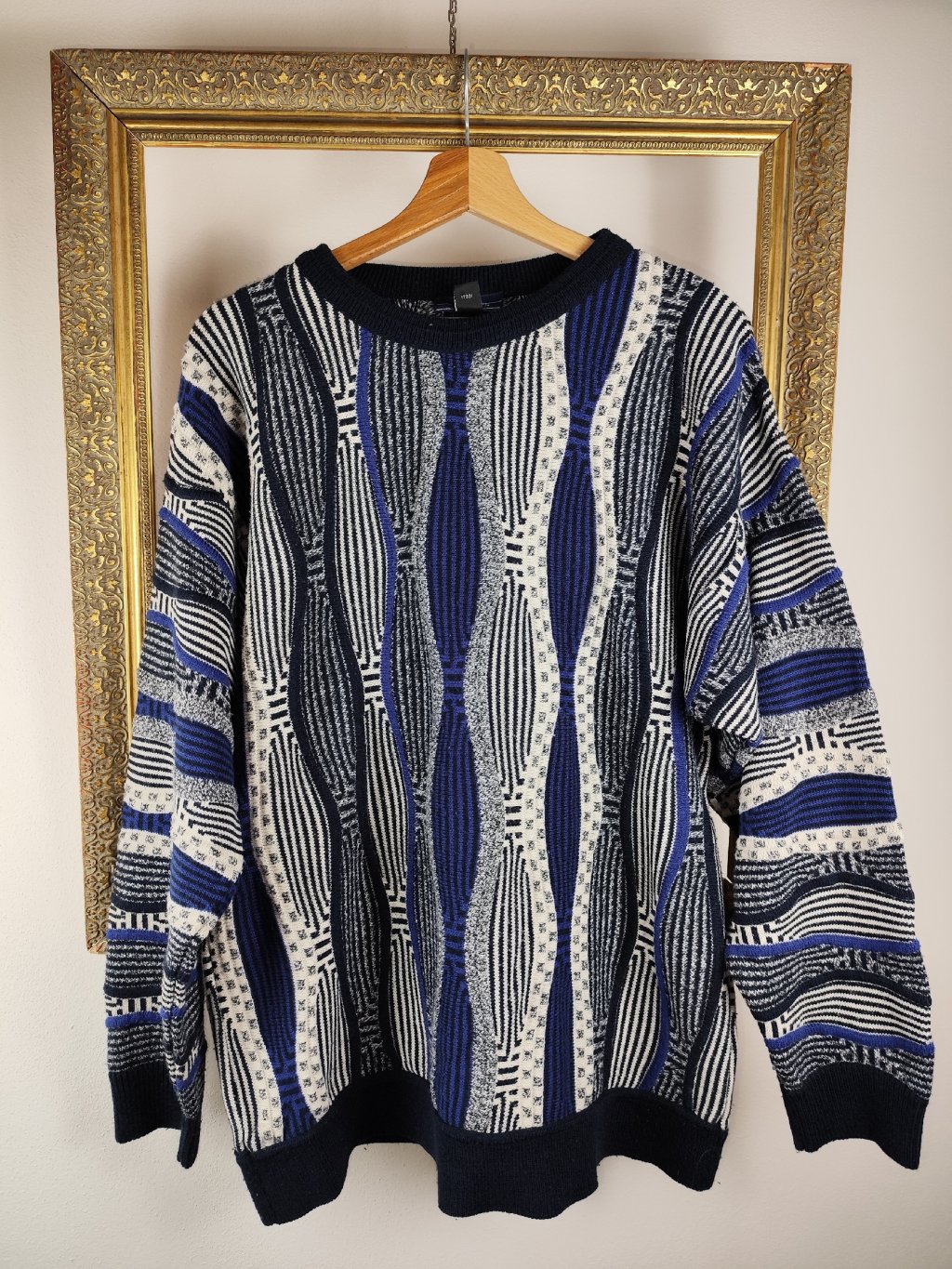modro bílý vintage pánský svetr
