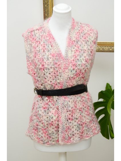 růžová pletená vintage vesta
