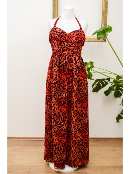 oranžovo červené leopardí šaty