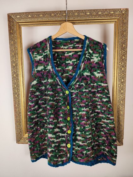 handmade vintage barevná pletená vesta
