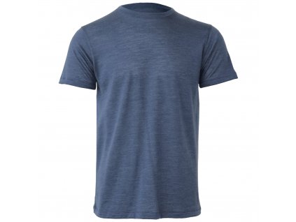 Merino s lyocellem tričko krátký rukáv kulatý výstřih volný střih pánské Džínově modrá