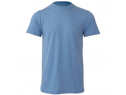 Merino tričko krátký rukáv kulatý výstřih volný střih tenké pánské Blankytně modré