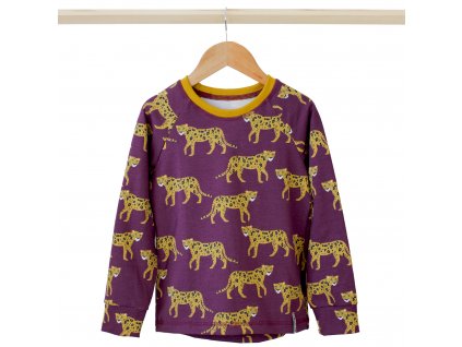 Organická bavlna tričko dlouhý rukáv dětské Leopard