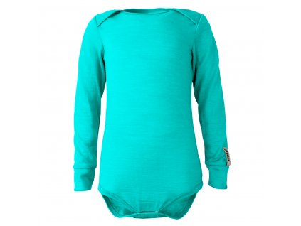 Rostoucí merino body dlouhý rukáv tenké dětské Tyrkysová