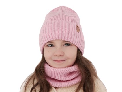 cze pl Komplet zimny dievcensky ciapka a tunel ruzovy 100 extrafine merino vlna Nelita 13952 5