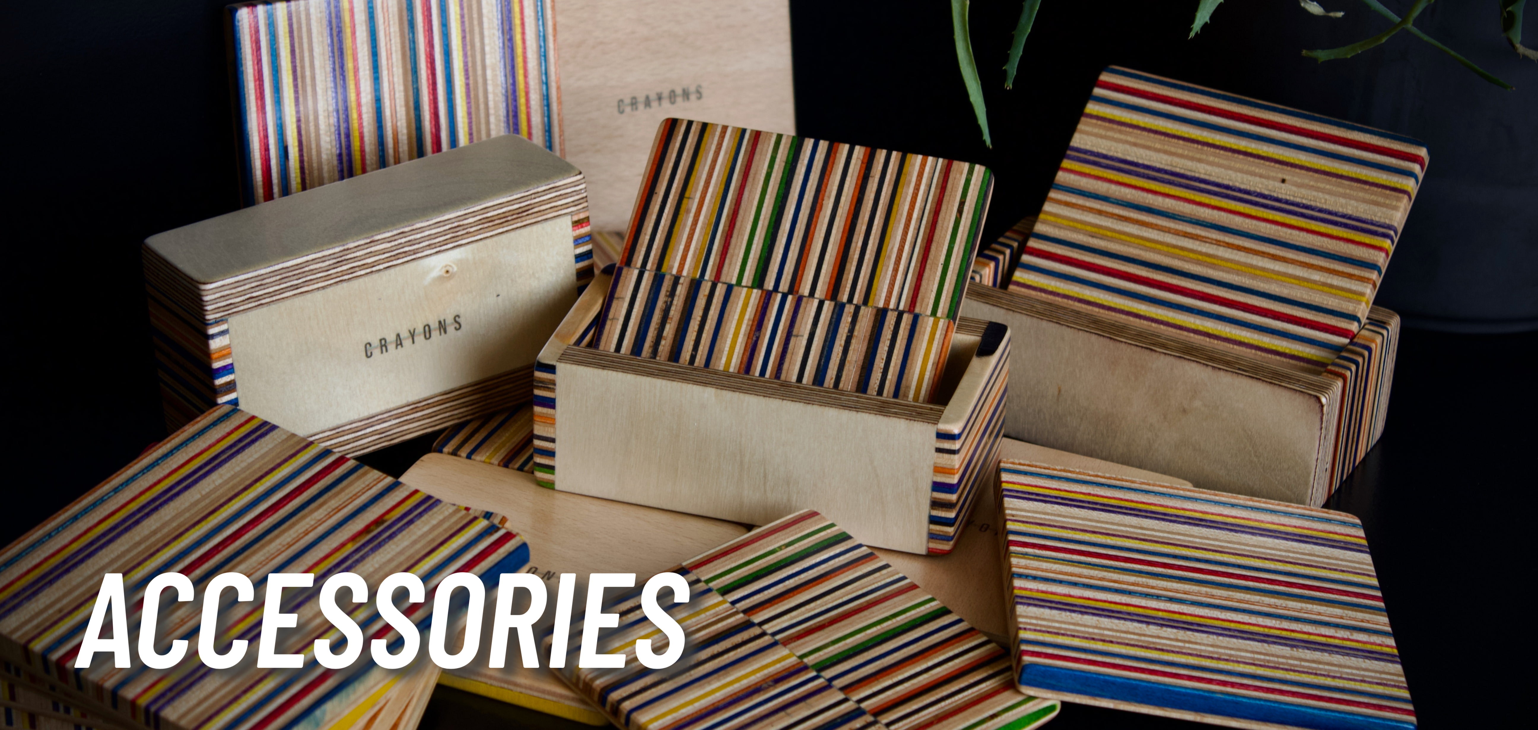 Accessories made from recycled skateboards