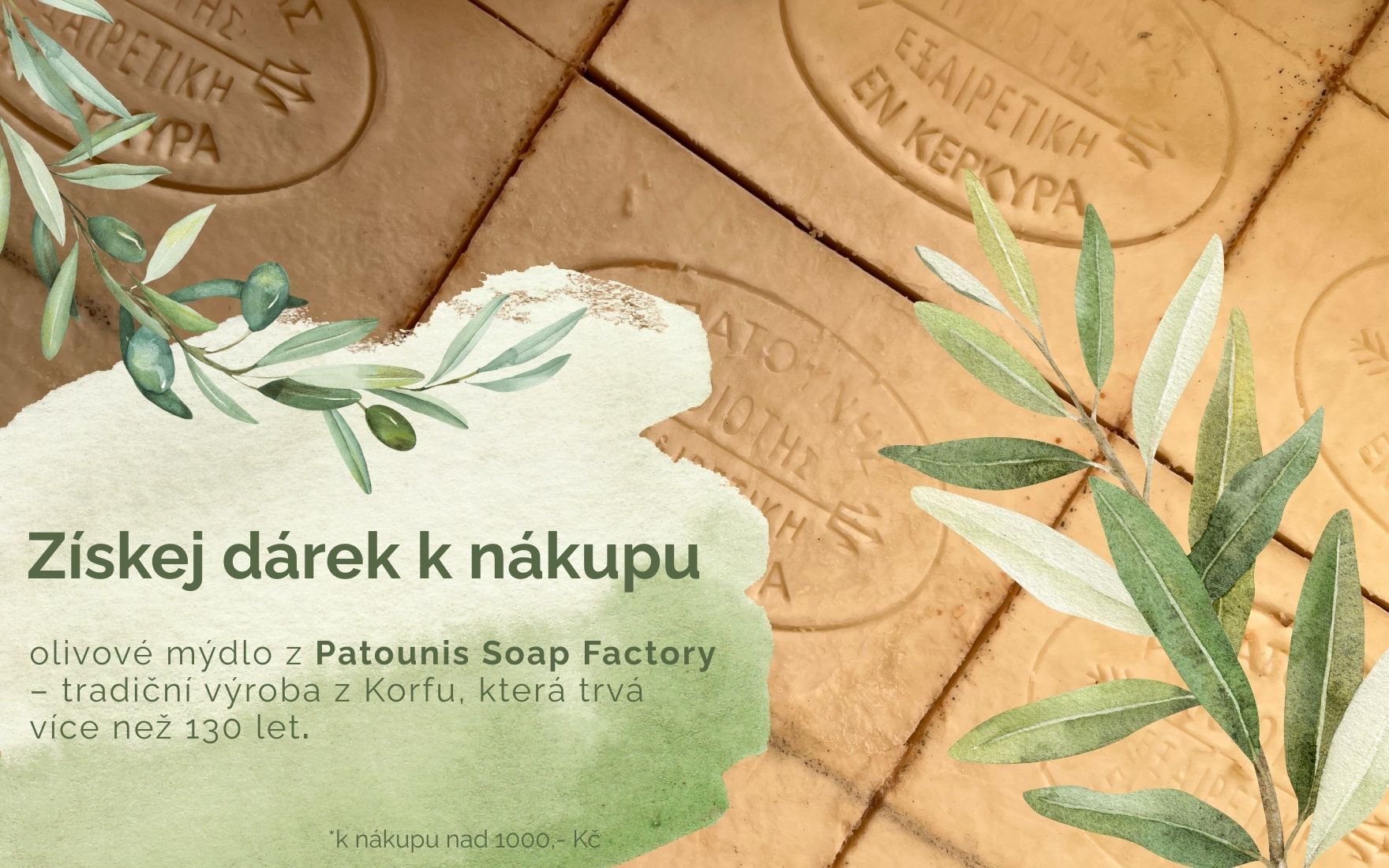 dárek k nákupu olivové mýdlo