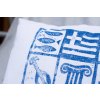 Potah na polštář ve středomořském řeckém stylu kalimera racek bouzouki ouzo meandr rybičky řecká vlajka crazy about greece in prague 6