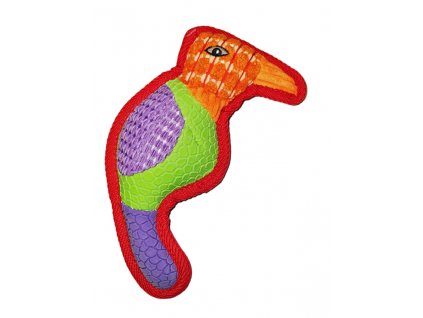 Plyšovo-silikonová pískací hračka pro psa papoušek červený