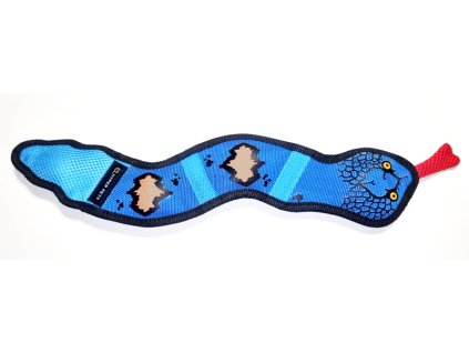 Nylonová pískací hračka pro psa had modrý 36cm