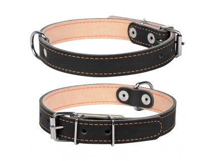 Kožený obojek dvouvrstvý černý