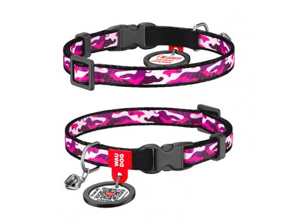 Nylonový obojok pre mačku so vzorom Pink camo