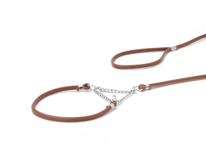 MAUL Kožené výstavné vodítko s retiazkou hnedé