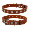 Kožený obojok pre psy s variabilnou dĺžkou hnedý max 60cm, širka: 2 mm 