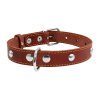 Kožený obojok s kovovou dekoráciou hnedý
