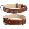 7215 kvalitný kožený obojk vybíjaný pre veľké psy WAU DOG SOFT