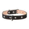 Kožený obojok s kovovou dekoráciou dvojvrstvový čierny