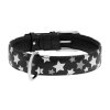 Plochý kožený obojok s hviezdičkami čierny svietiaci