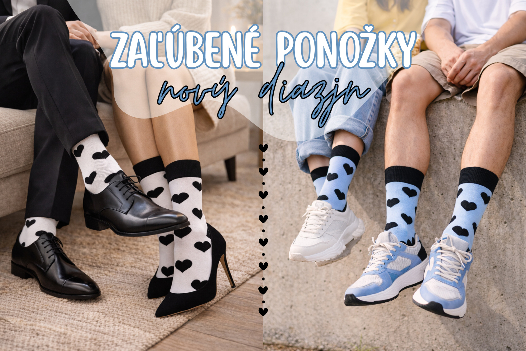 Zaľúbené ponožky v novom dizajne 💙🖤