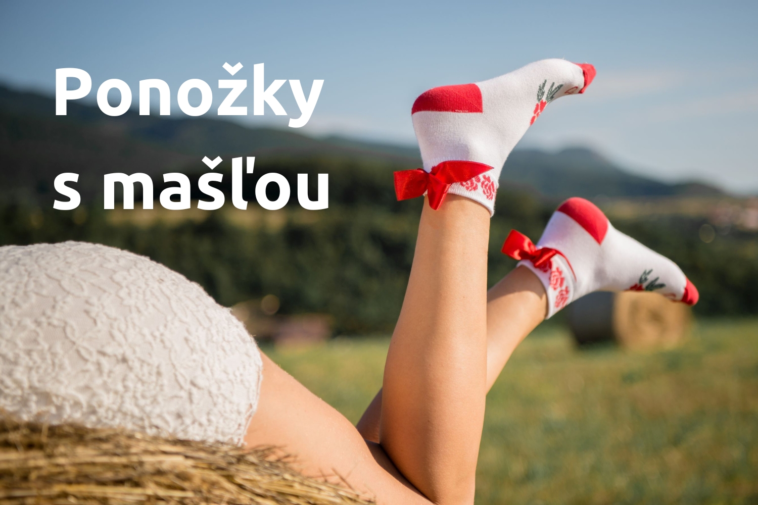 Folk ponožky s mašličkou