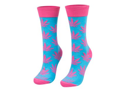 crazystep ponozky marihuana ruzova1