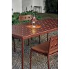 Balcony Table L190 Balcony Dining Bench iron red Balcony Seat Cushion red cayenne Mousqueton Lamp iron red