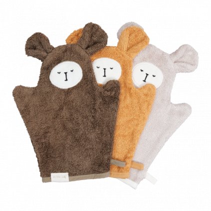 Bath Mitts Bear Olive Mix 3 pack (primary)