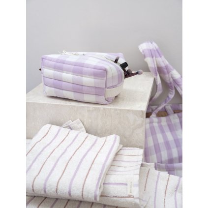 Quilted Toiletry bag Lilac Checks 2